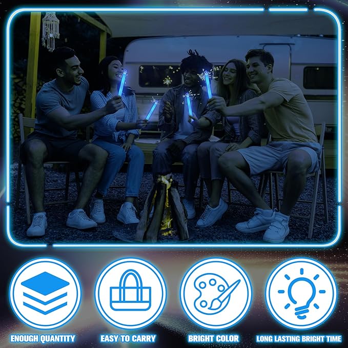 Sotiff 96 Pcs 6 Inch Ultra Bright Emergency Glowing Sticks, Glow Sticks with 12 Hour Duration, Halloween Favors for Party Birthday Wedding Concerts Halloween