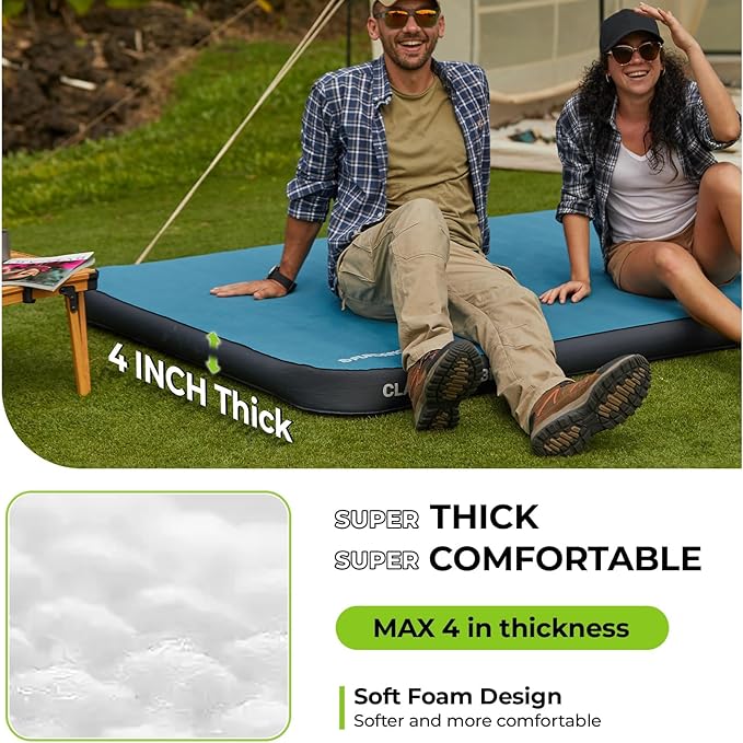 FUNDANGO Camping Self-Inflating Sleeping Pad, Single Twin Size air Foam Mattress Cot with Pump Sack for Tents Car Van Outdoor Home