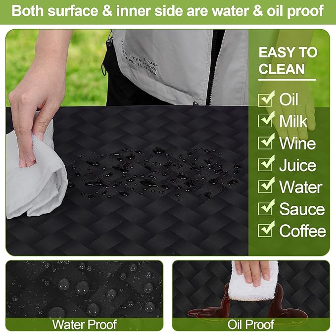 Picnic Table Cover with Bench Covers Camping Essentials Waterproof Windproof Camping Tablecloth with Drawstring Bag, Fitted Rectangle Tables and Seats, 60in, Black