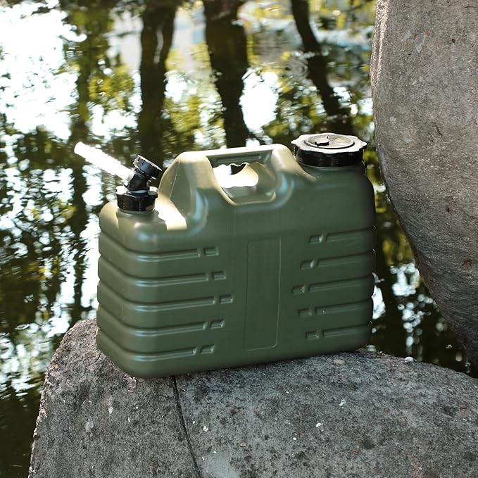 RedSwing 4 Gallon/15L Thickened Water Jug, Camping Water Container, Truly No Leakage Water Storage with Spigot, Large Military Water Tank,BPA Free Portable Overlanding Gear for Outdoors,Hiking,Green