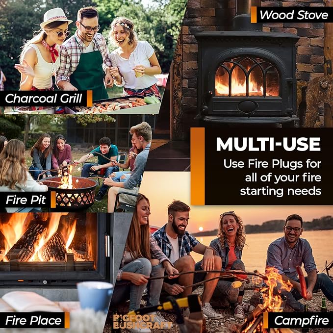 Non-Toxic Waterproof Fire Starters with 5+ Minute Burn for Emergencies, Survival, Campfires, Fire Pits, Grills - Made in The USA - 50 Pack