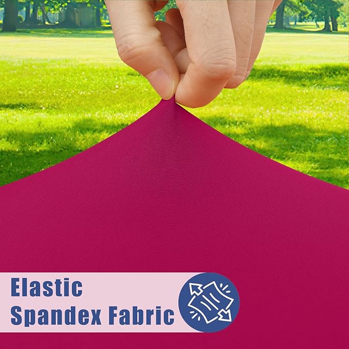 Spandex Picnic Table Cloth 2 Pack, Elastic Fitted Tablecloths for 6 Foot Rectangle Tables, Stretch Washable Patio Table Cover for Outdoor, Camping, Banquet and Parties (Fuchsia, 30"x72")