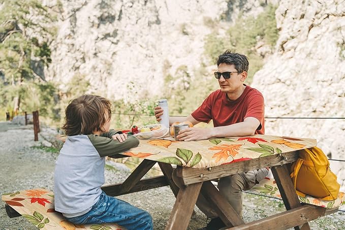 LAMINET Picnic Table Cover All Over Leaves - Small