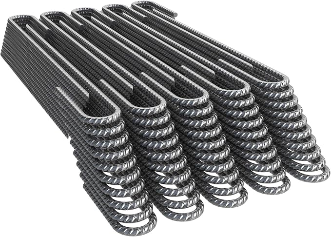 Vodaland Rebar Stakes J Hook Extra Heavy Duty 1/4 inch Coated Steel Ground Anchors with Chisel Point End (50)