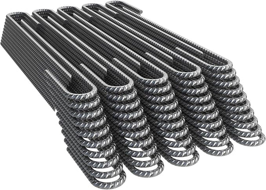 Vodaland Rebar Stakes J Hook Extra Heavy Duty 1/4 inch Coated Steel Ground Anchors with Chisel Point End (100)