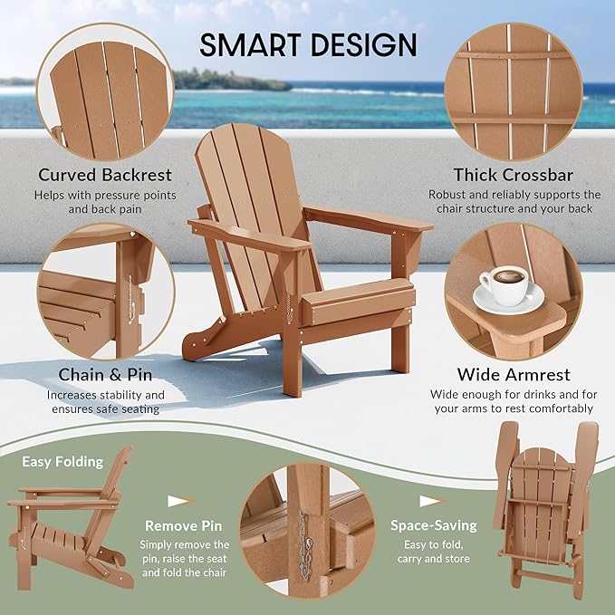WestinTrends Malibu Malibu Outdoor Folding Poly Adirondack Chair (Set of 8), Lime