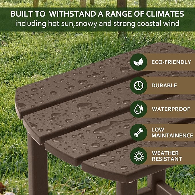 TORVA Patio Adirondack Side Table, Outdoor End Tables All-Weather Resistant HDPE Humidity-Proof Long Time Use for Deck, Lawn,Garden, Porch, Backyard End Table（Brown Color-1 Tier）