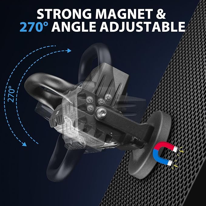 18W LED Work Light 2400 Lumens Aluminum Alloy High Brightness Strong Magnetic Base Wireless Portable Waterproof Dustproof Garage Workshop Car Repair Construction Site-Red Light (White)