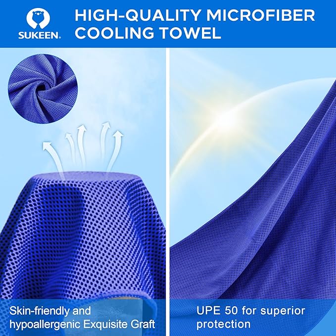 Sukeen Cooling Towel (40"x12"),Ice Towel,Soft Breathable Chilly Towel,Microfiber Towel for Yoga,Sport,Running,Gym,Workout,Camping,Fitness,Workout & More Activities