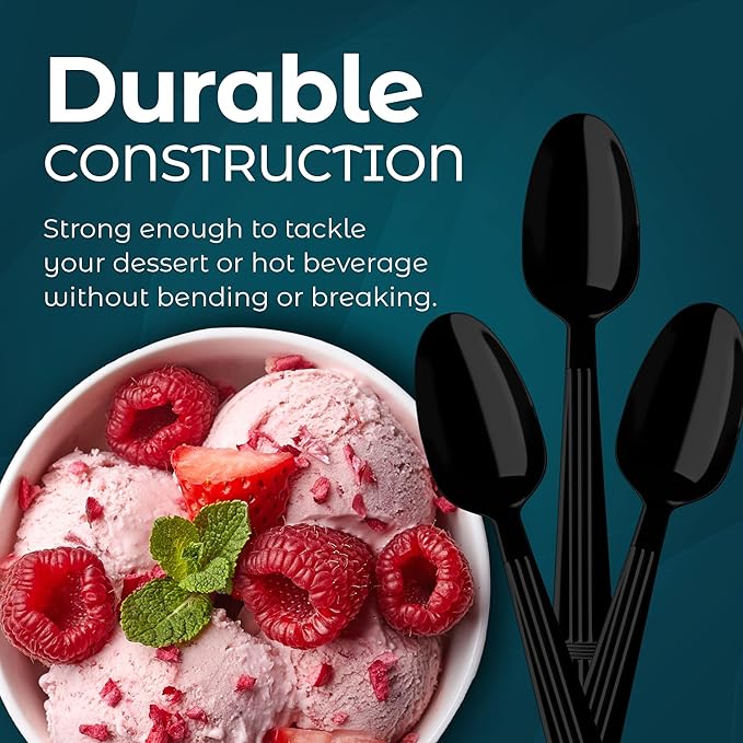 Plastic Spoons Heavy Duty - Disposable Spoons Plastic Utensils - Plastic Cutlery For Parties And Events Pack Of 500 (Tea Spoons)