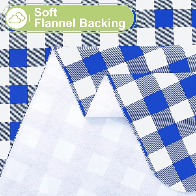 Smiry Rectangle Table Cloth, Waterproof Vinyl Tablecloth with Flannel Backing, Wipeable Buffalo Plaid Table Cover for Dining, Indoor and Outdoor (Blue & White, 60"x102")