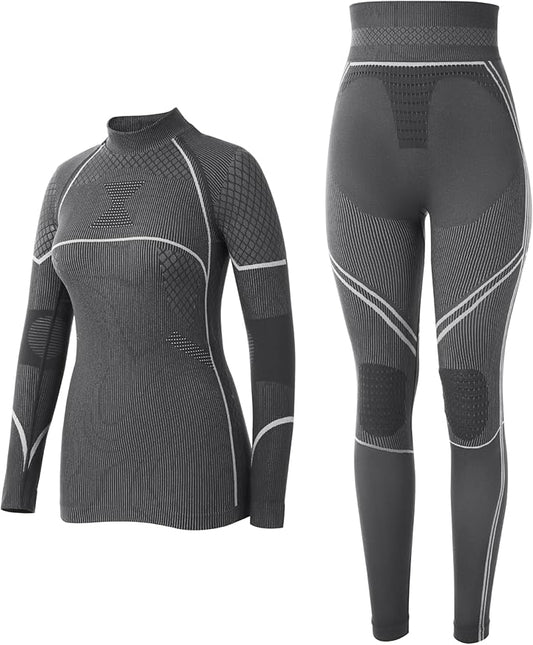 Yousify Womens Thermal Underwear Ski Breathable Warm Base Layer Winter Long Johns Top Bottom Sets for Cold Weather