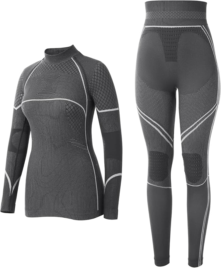 Yousify Womens Thermal Underwear Ski Breathable Warm Base Layer Winter Long Johns Top Bottom Sets for Cold Weather