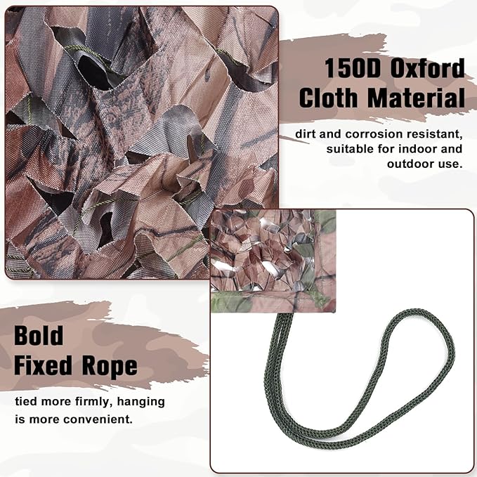 Camo Netting Camouflage Netting 20x20 10x20 10x10 Bulk Roll Burlap Camo Tarp Sunshade Net for Hunting Blind Dinosaur Birthday Jungle MilitaryTheme Party Decoration Camping Shooting