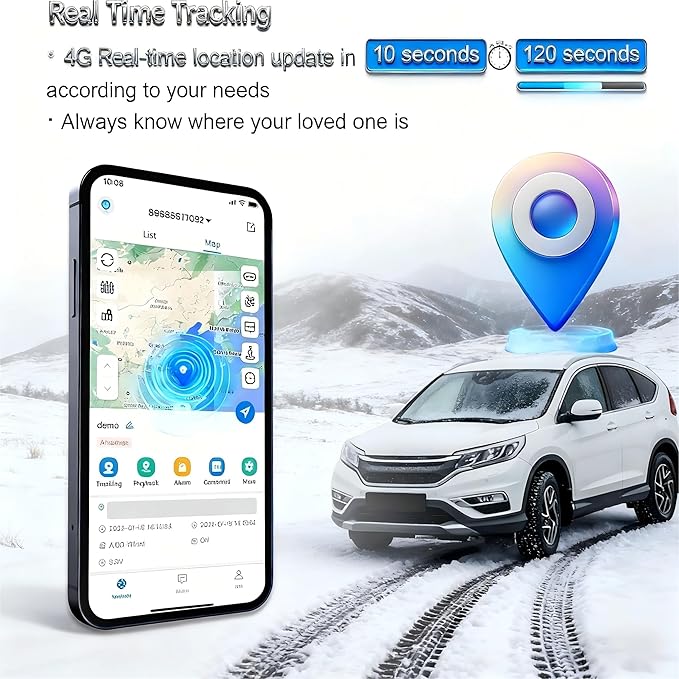 GPS Tracker for Vehicles Cars Long Battery Life to 90 Days, Strong Magnet, Unlimited Range, Geo-Fence, 4G Real Time Car Tracker Device Hidden Vehicle Tracking Devices, Subscription Needed