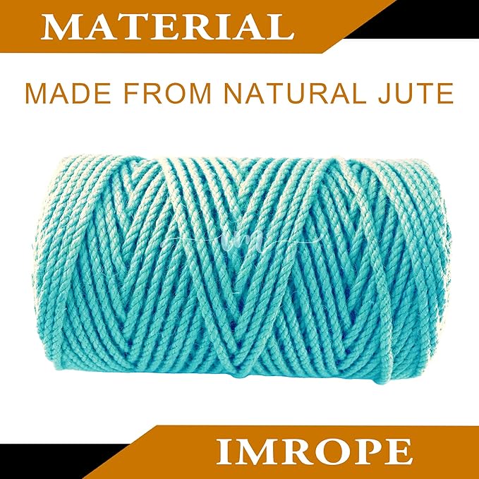 4mm x 200 Feet Blue Jute Rope, Twine for Gardening Tomato Climbing Plant Tie Floristry Crafts Gift Wrapping Packing Decor