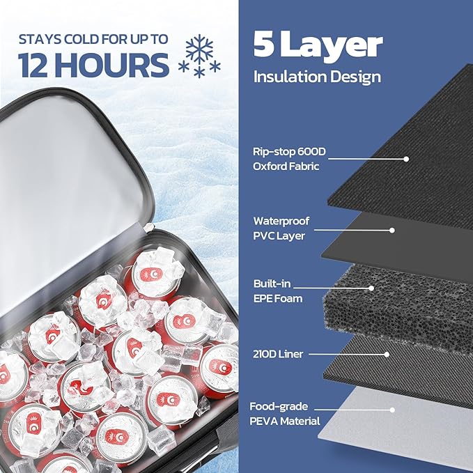 Maelstrom Collapsible Soft Cooler Bag, 24/30/60/75 Cans Beach Cooler, Ice Chest, Leakproof & Portable for Beach, Camping, Road Trips & Grocery Shopping