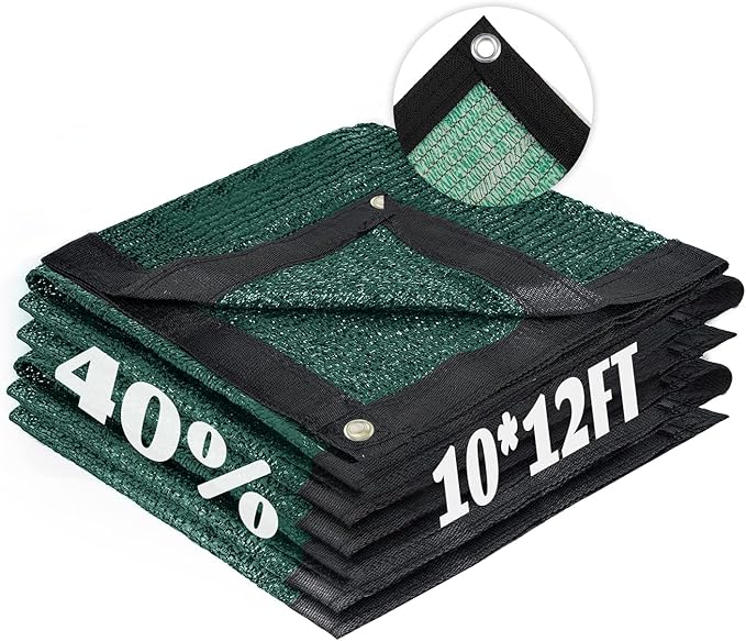 Cool Area 40% Sun Shade Cloth Mesh Tarp with Grommets for Plant Cover 10x12ft Patio Canopy Garden Pergola Blackhouse Car Barn Kennel Green