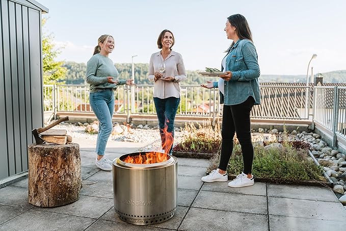Solo Stove Bonfire Essential Bundle | Smokeless Fire Pit with Stand & Lid, Ideal for 4–6 People | Portable Wood Burning, Removable Ash Pan, Stainless Steel, 16.75" H x 19.5" Dia, 21.75lbs