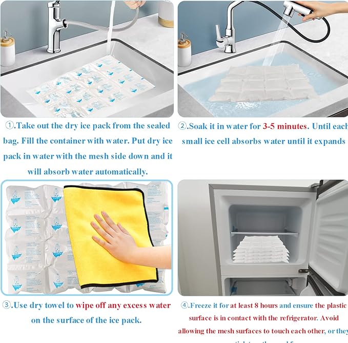 Dry Ice Packs for Shipping Frozen Food, Reusable Cold Ice Sheets for Coolers, Lunch Bag, Flexible Long-Lasting Ice Blanket Sheets for Shipping