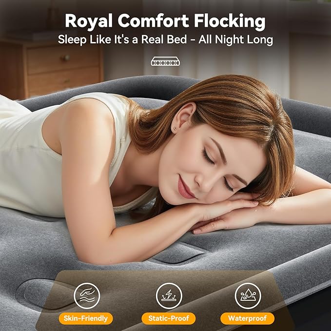 Air Mattress Twin with Built in Pump,18” Raised Blow Up Mattress,Inflatable Mattress in 2 Mins,Single Twin Size Air Mattress for Home,Floor&Camping, Air Bed for Adults,330LB Max,Black