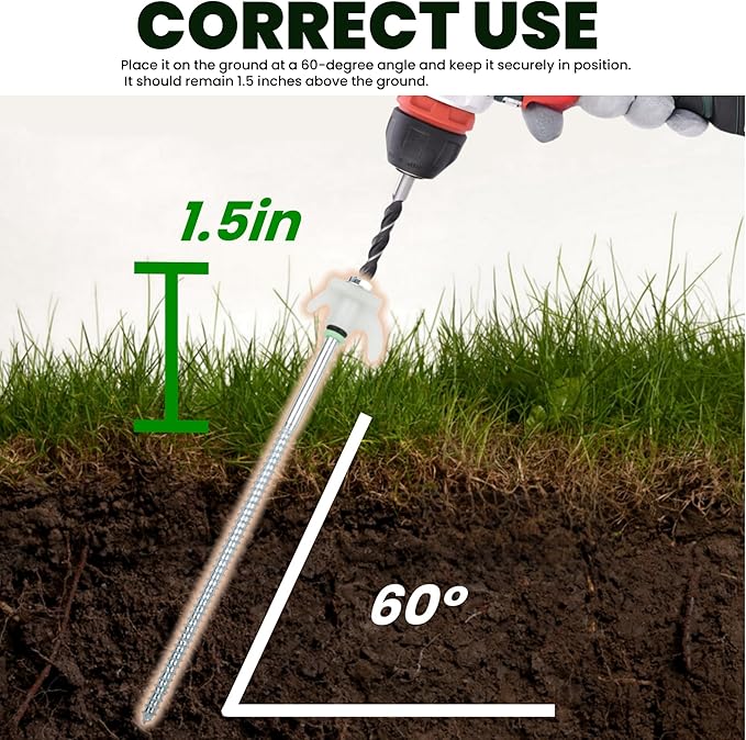 20 Pack 10" Screw in Tent Stakes Heavy Duty, Glow in The Dark Metal Stakes with Hex Head Driver, Ground Anchors for Camping, Patio, Awning, Canopy, and Windy Conditions