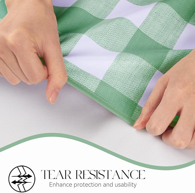 MOSAYT Rectangle Vinyl Tablecloth, 100% Waterproof Buffalo Gingham Plastic Table Cloth, Heavy Duty Wipeable Table Covers for Picnic, Outdoor, Camping - 54 x 54, Green