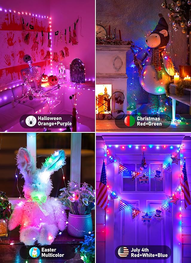 Fairy Lights Color Changing - 66 FT 200 LED String Lights with Remote, 16 Single Colors & 6 Holiday Colors Changing Fairy Lights, Christmas String Lights with Timer, Fairy Lights for Bedroom Indoor