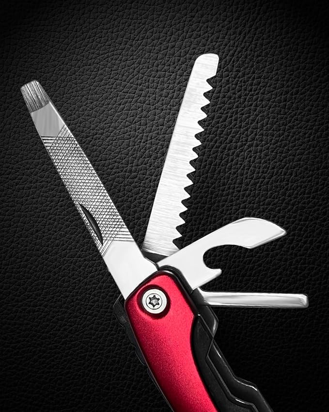 UNOONE 11-in-1 Multitool Pliers - Stainless Steel Pocket Knife with Pliers, Screwdriver & Bottle Opener - Aluminum Handle EDC Knives for Survival, Camping, Hunting, Hiking - Gift for Men Women (Black)