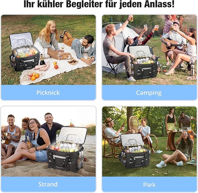 Insulated Cooler Bag 48/75 Cans, Soft Sided Portable Lunch Bag Coolers w/Zippered Top, Leak Proof PVC Interlayer, 5-Layer Insulation Large Ice Chest Bag for Travel, Camping, Beach, Picnic