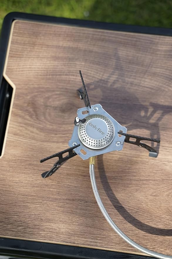 ONLYFIRE Portable Camping Gas Stove, Backpacking Camp Stove with Piezo Ignition, 1LB Propane Adapter, Mini Camp Stove with Carry Bag for Outdoor Cooking, Picnic, Camping and Hiking, GS333