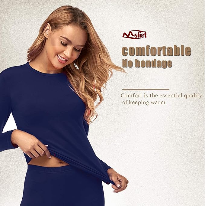 Malist Women's Thermal Underwear Ultra Soft Long Johns Top with Fleece Lined
