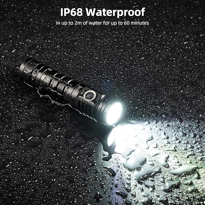 WUBEN C2 Flashlights USB C Rechargeable, 2000 High Lumens Tactical Flashlights with 7 Modes Flash Light, Pocket LED Flashlight with IP68 Waterproof for Emergencies, Outdoor, Camping