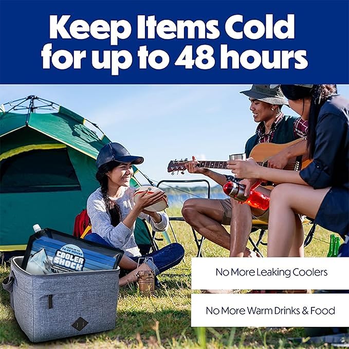 Cooler Shock Reusable Ice Packs for Cooler - Long Lasting Cold Freezer Packs for Coolers and Lunch Boxes - Cooler Ice Packs for Camping Gear, Fishing, Road Trips, Beach Must Haves