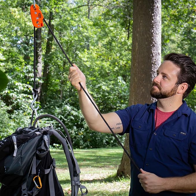 Tie Boss - 1/4 Inch, Medium Duty, (150 lbs Working Load Limit), Weather Resistant, Tie Down, Rope Tightening System, (w/15 ft Rope) (Pack of 1) (Orange)