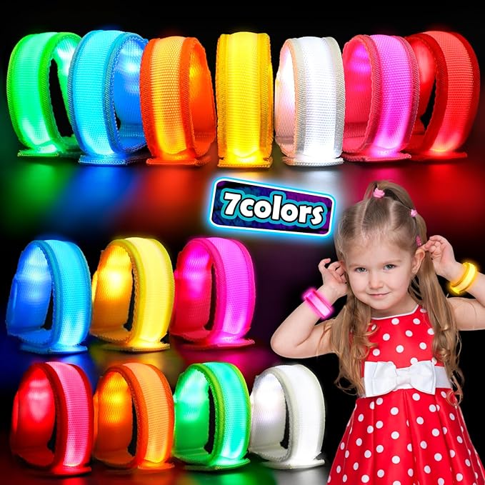 14/7 PCS LED Glow Bracelets, LED Light Up Bracelets for Kids Adults,Glow in The Dark Party Favors Supplies for Night Events, Concerts Rave Sports Accessories...
