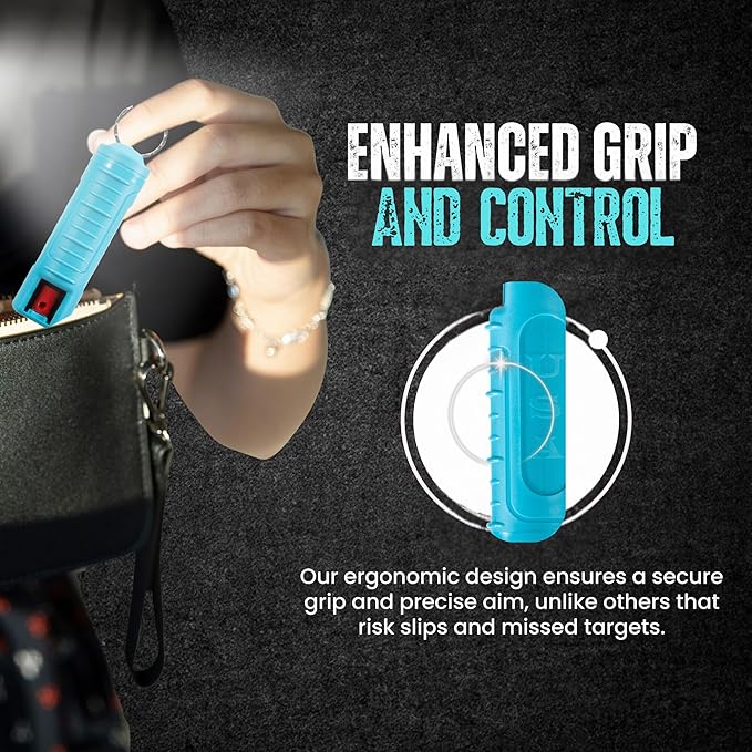 Police Magnum Keychain Pepper Spray Self Defense Belt Clip Holder - 3 Pack Tactical Maximum Strength OC with Dye - Small Safety Key Chains for Women & Men - Made in The USA