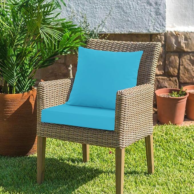 Outdoor Chair Cushions, Waterproof Outdoor Cushions for Patio Furniture w/Fade-Resistant, Removable & Machine-Washable Covers, 19x19 Inch, Ideal for Seat in Gardens/Porch – Set of 1/2/4, Teal