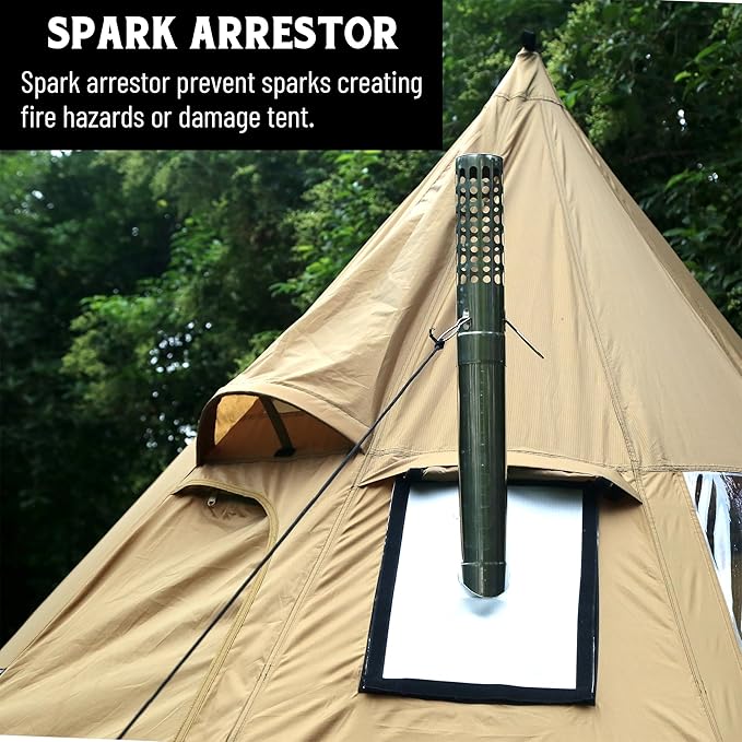 Preself Hot Tent Stove, Large Side Window, Winter Wood Burning Stove for Heating Cooking Camping Hunting (XL)