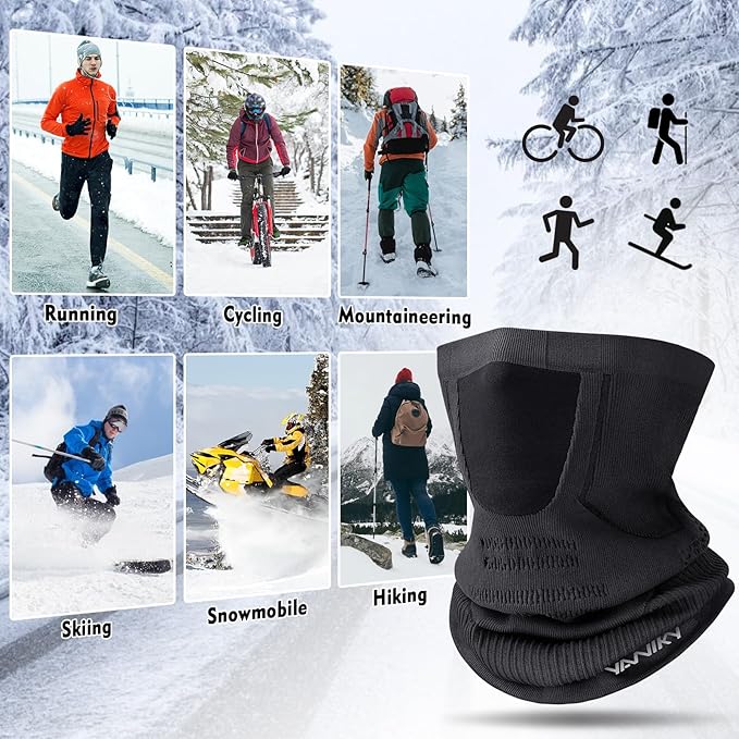 Winter Neck Warmer Gaiter Ski Face Mask, Breathable Fleece Balaclava Windproof Cold Weather Scarf