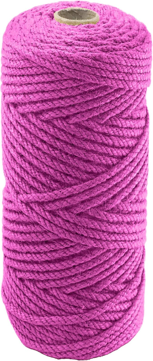4mm x 100 Feet Pink Jute Rope, Twine for Gardening Tomato Climbing Plant Tie Floristry Crafts Gift Wrapping Packing Decor