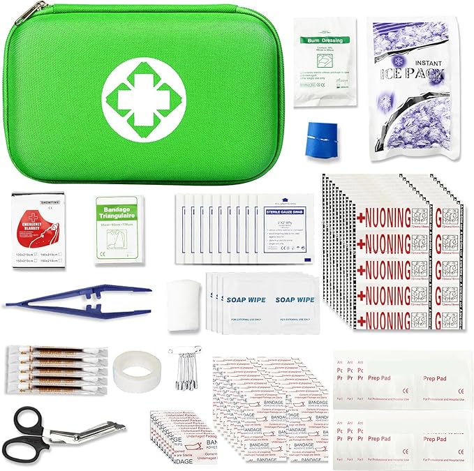276 Car First Aid Kit for Business, Portable First Aid Kits Travel Szie Emergency Essentials Supplies for Outdoor Activities Skating Boating, Green AMORNING