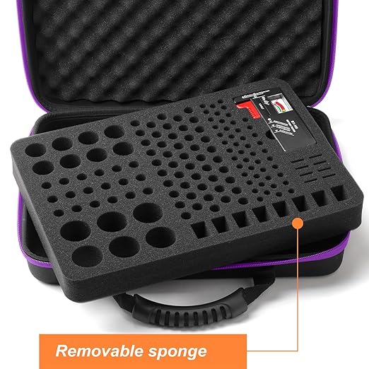 Battery Organizer, Battery Organizer Storage Case with Tester BT-168, Waterproof Battery Holder Box Holds, Battery Case Organizer 145+ AA AAA C D 9V Batteries (Batteries are Not Included)
