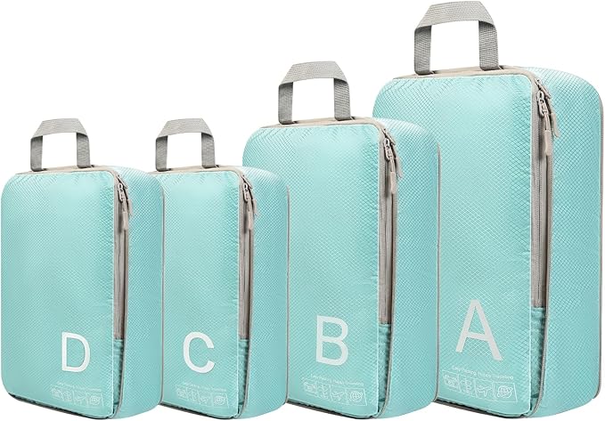 Compression Packing Cubes for Travell Fabric Packing Cubes with Smooth Zippers, Space-Saving Compression Bags for Travell, Luggage Organizers for Clothes, Shoes, and Accessories