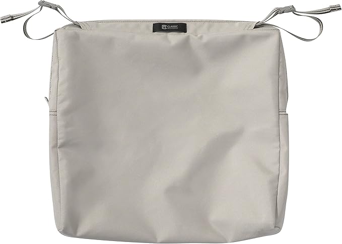 Classic Accessories Ravenna Water-Resistant 17 x 15 x 2 Inch Patio Seat Cushion, Mushroom, Chair Seat Cushion