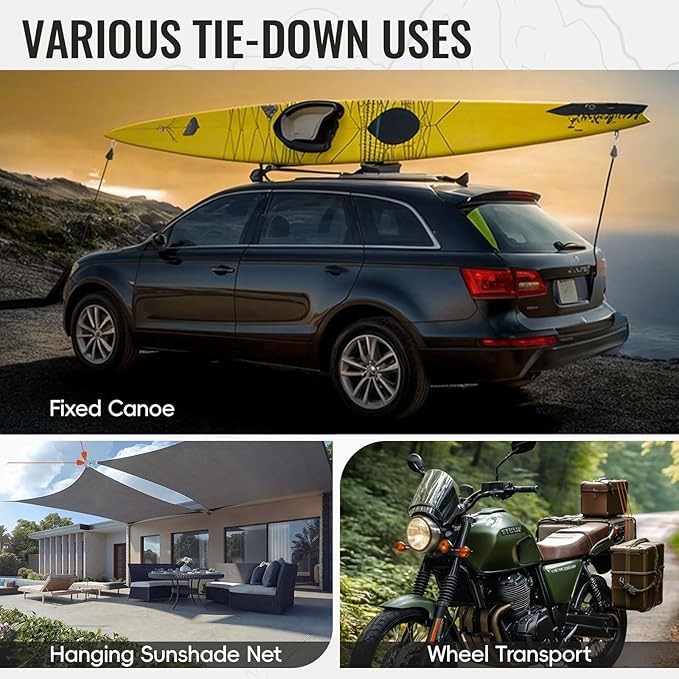 13ft Adjustable Outdoor Windproof Rope Ratchet Strap Tie Down Straps Small Mini Reflctive Paracord Rope Tent Hanger Grow Light Kayak 5/32" Orange 6 Pack