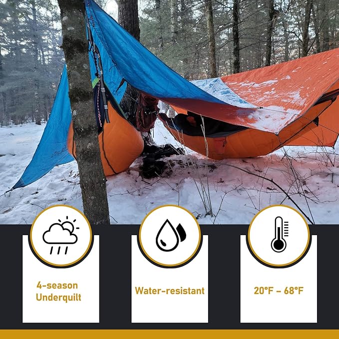 AYAMAYA Single & Double Hammock Underquilt Full Length Big Size Under Quilts for Hammocks, Camping Backpacking Essential, Winter Cold Weather Warm UQ Blanket Bottom Insulation