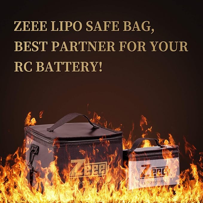 Zeee Lipo Bag Fireproof Battery Safe Bag Explosionproof Bag Lipo Battery Storage Guard Safe Pouch for Charge and Storage (2 Pack)