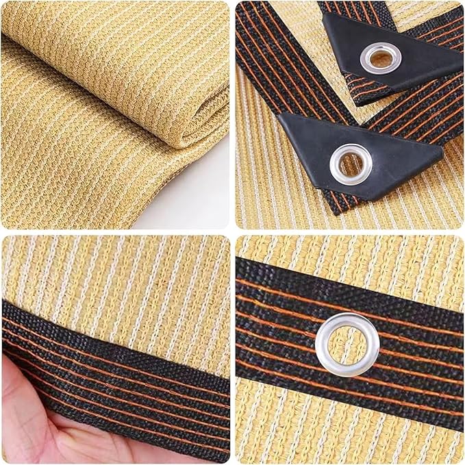 Shade Cloth - Pergola Sun Shade 90% Outdoor Shade Fabric with Grommets for Pergola Cover Patio Gazebo Deck Garden Porch Wheat(6x10ft)