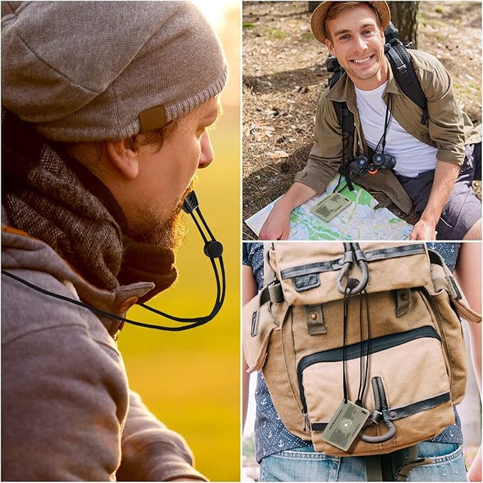 Ferraycle 5 Pieces Signal Mirror Survival Reflective Mirror with Lanyard Compass Whistle Outdoor Emergency Rescue Reflective Signal Star Flash Tool for Hiking Camping Backpacking Emergency Situations